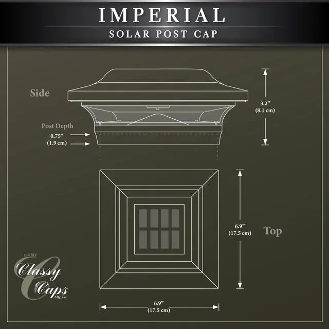 Alt view image 5 of 7 - Classy Caps 5X5 Black Aluminum Imperial Solar Post Cap - 2 Pack