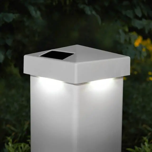 Main image of Classy Caps 4X4 White PVC Pyramid Solar Post Cap - 2 Pack