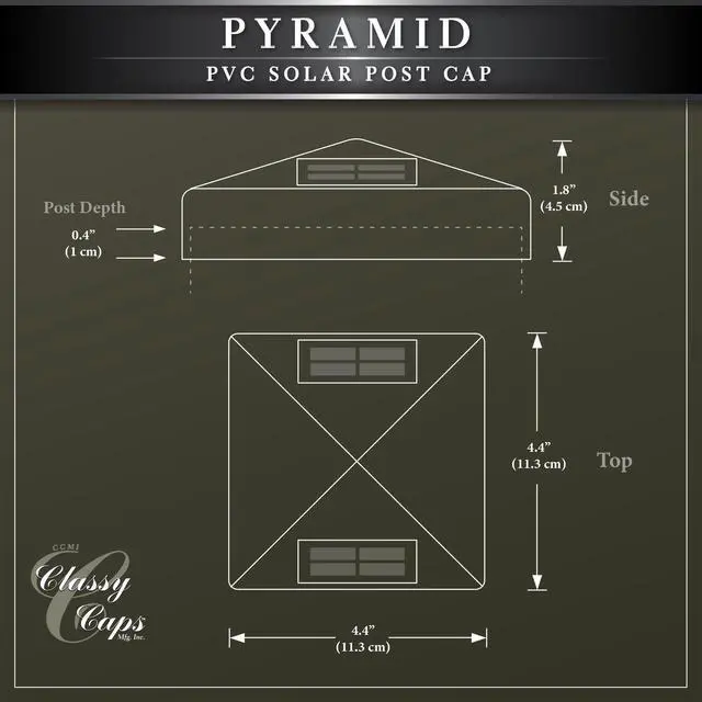 Alt view image 5 of 7 - Classy Caps 4X4 White PVC Pyramid Solar Post Cap - 2 Pack