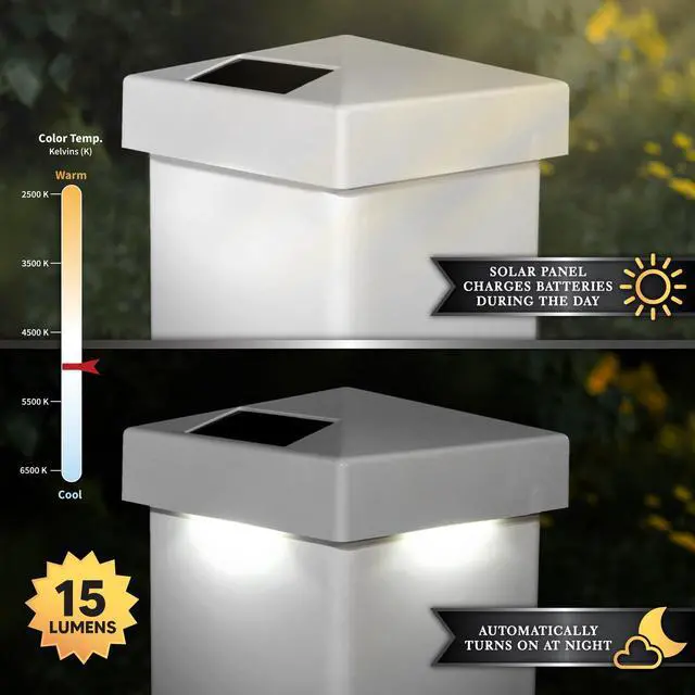 Alt view image 3 of 7 - Classy Caps 5X5 White PVC Pyramid Solar Post Cap - 2 Pack