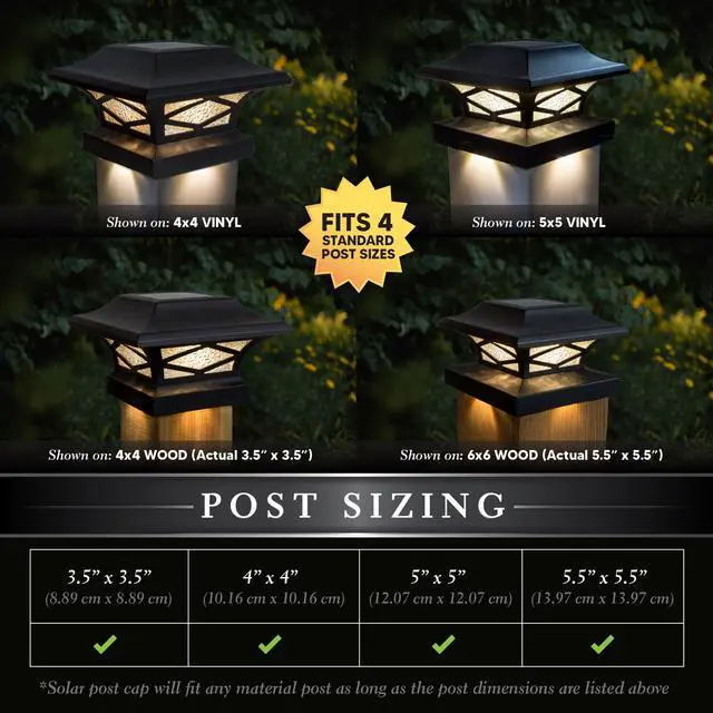 Alt view image 2 of 7 - Classy Caps Kingsbridge Black Dual Lighted Solar Post Cap - 2 Pack