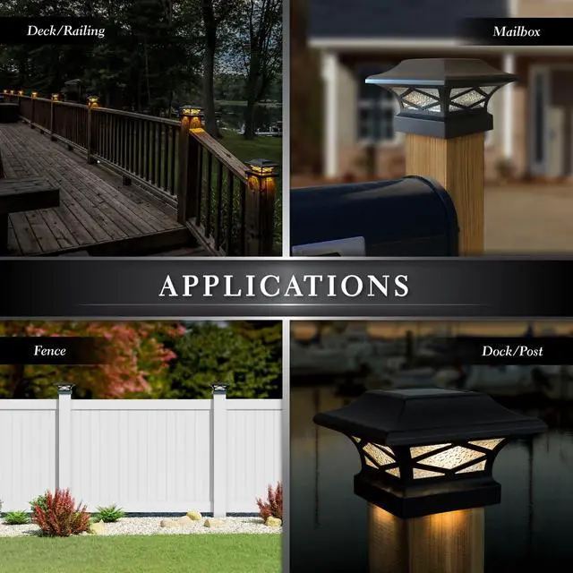 Alt view image 4 of 7 - Classy Caps Kingsbridge Black Dual Lighted Solar Post Cap - 2 Pack