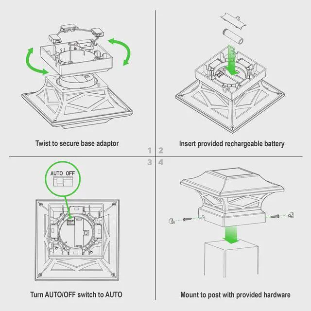 Alt view image 6 of 7 - Classy Caps Kingsbridge Black Dual Lighted Solar Post Cap - 2 Pack