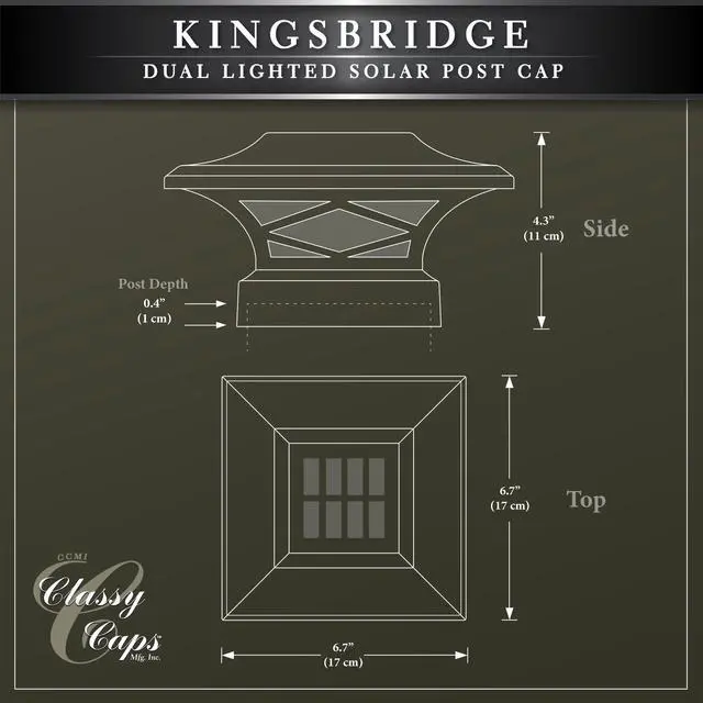 Alt view image 5 of 7 - Classy Caps Kingsbridge White Dual Lighted Solar Post Cap - 2 Pack