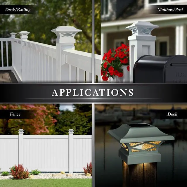 Alt view image 4 of 7 - Classy Caps Kingsbridge White Dual Lighted Solar Post Cap - 2 Pack