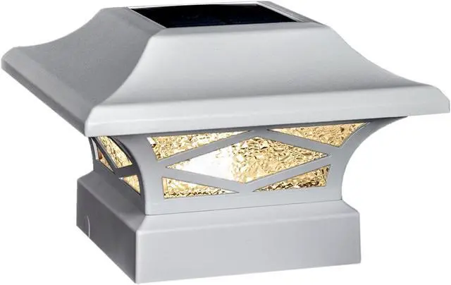 Alt view image 7 of 7 - Classy Caps Kingsbridge White Dual Lighted Solar Post Cap - 2 Pack