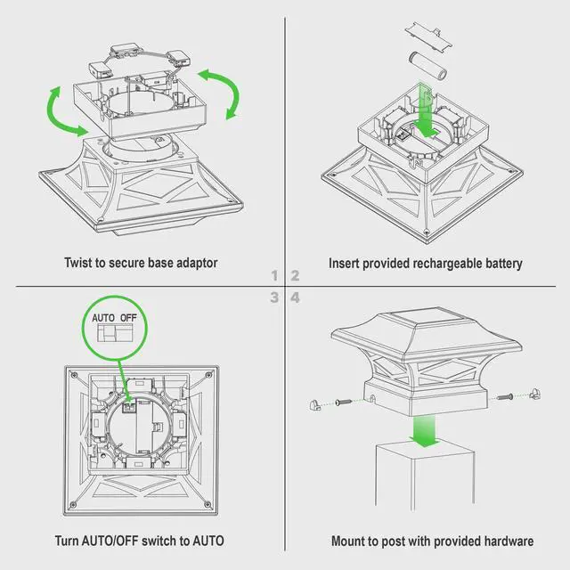 Alt view image 6 of 7 - Classy Caps Kingsbridge White Dual Lighted Solar Post Cap - 2 Pack