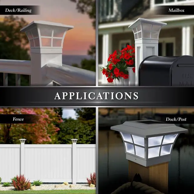 Alt view image 4 of 7 - Classy Caps 4X4 White PVC Prestige Solar Post Cap - 2 Pack