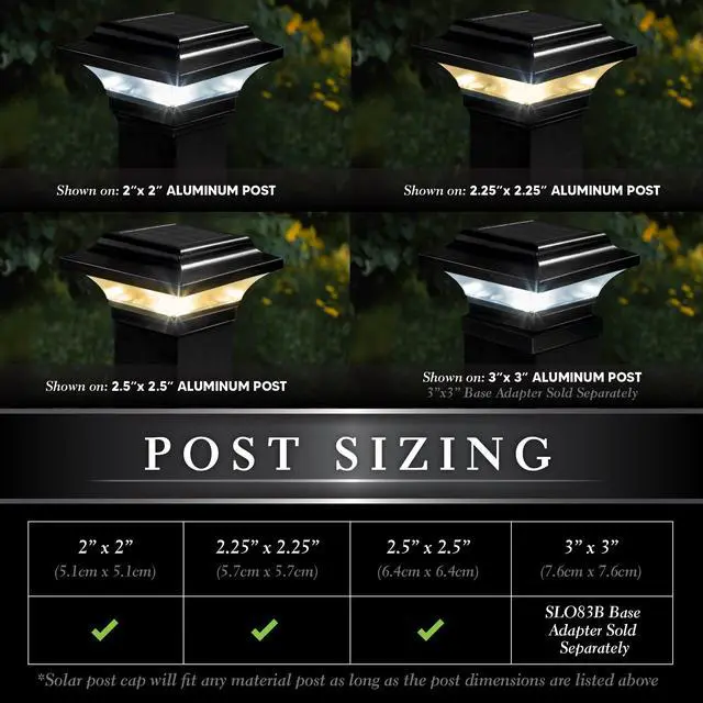 Alt view image 2 of 6 - Classy Caps 2.5X2.5 Black Aluminum Imperial Solar Post Cap - 2 Pack