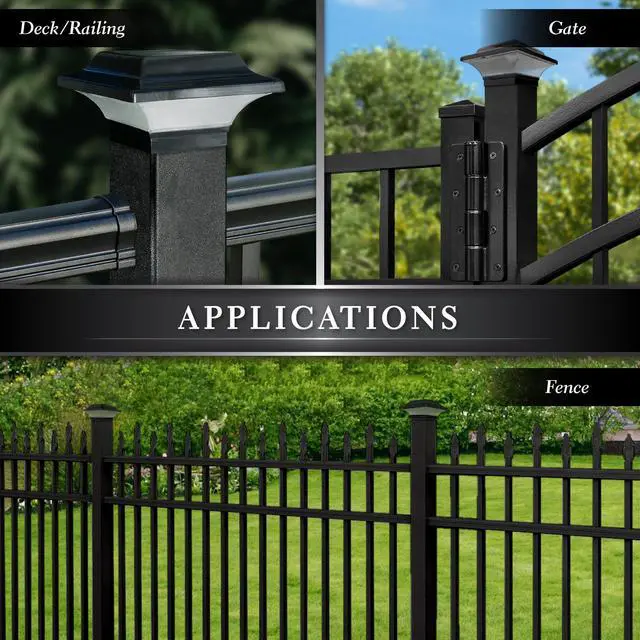 Alt view image 4 of 6 - Classy Caps 2.5X2.5 Black Aluminum Imperial Solar Post Cap - 2 Pack