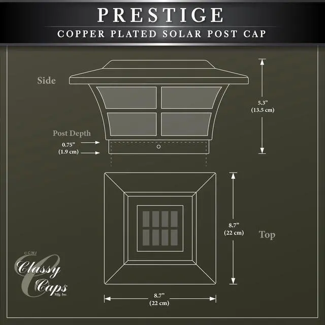 Alt view image 5 of 7 - Classy Caps 6X6 Copper Plated Prestige Solar Post Cap - 2 Pack