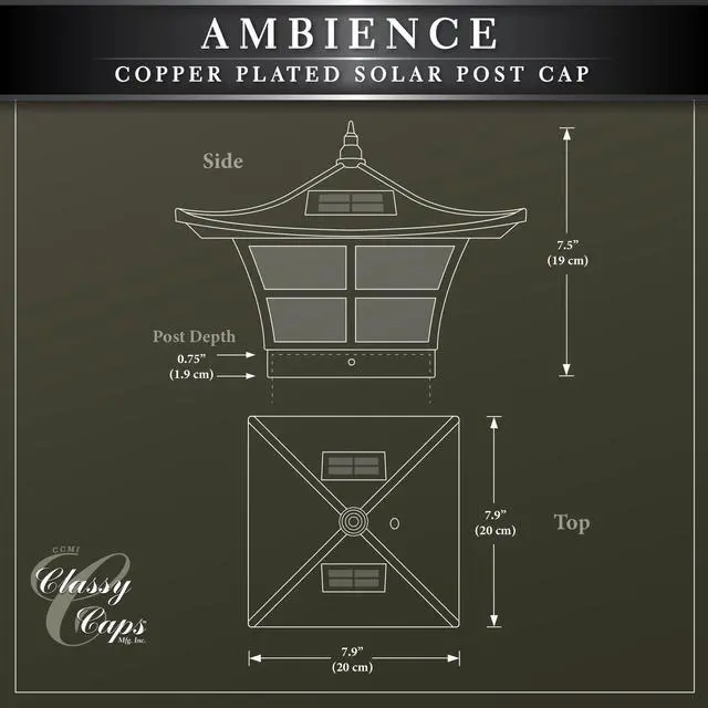 Alt view image 5 of 7 - Classy Caps 4X4 Copper Plated Ambience Solar Post Cap - 2 Pack