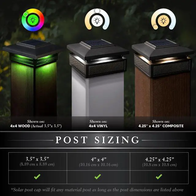 Alt view image 2 of 7 - Classy Caps Lumineer Smart Solar Post Cap - 2 Pack