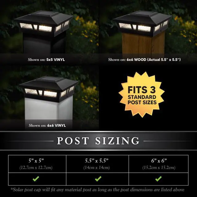 Alt view image 2 of 7 - Classy Caps 6X6 Black Aluminum Oxford Solar Post Cap - 2 Pack