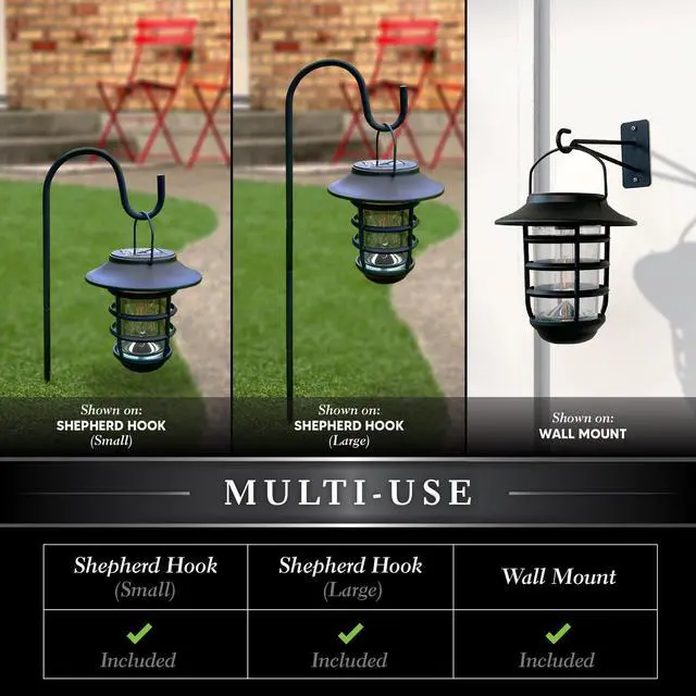 Alt view image 2 of 7 - Classy Caps Black Aluminum Nottingham Solar Hanging Coach Light - 2 Pack