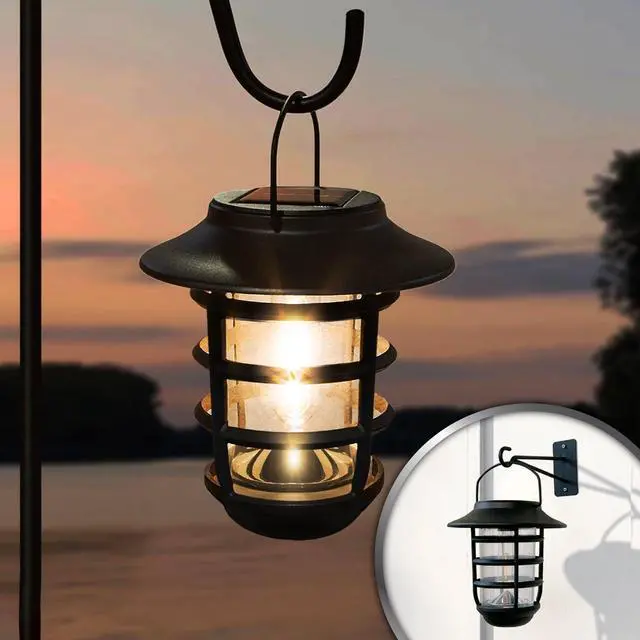 Main image of Classy Caps Black Aluminum Nottingham Solar Hanging Coach Light - 2 Pack