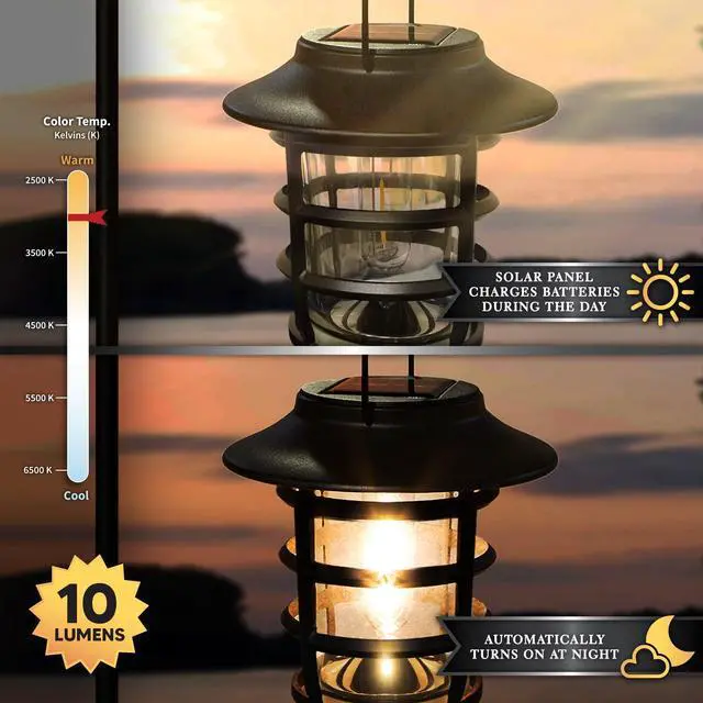 Alt view image 3 of 7 - Classy Caps Black Aluminum Nottingham Solar Hanging Coach Light - 2 Pack