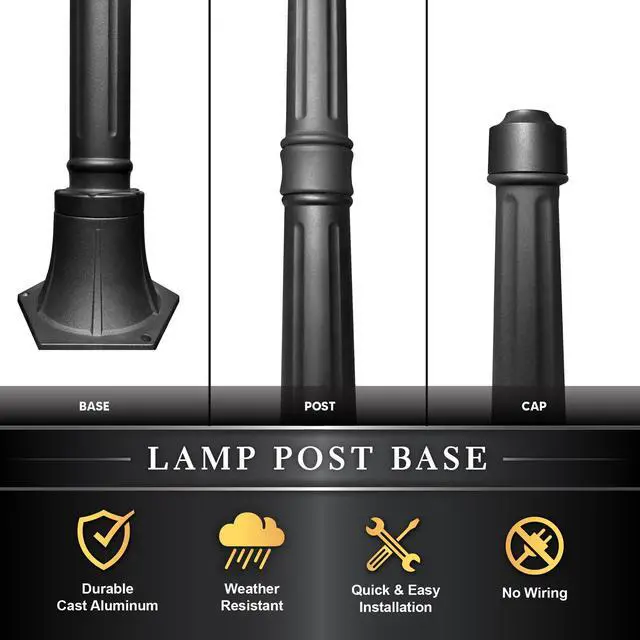 Alt view image 2 of 7 - Classy Caps Black Aluminum Lamp Post Base