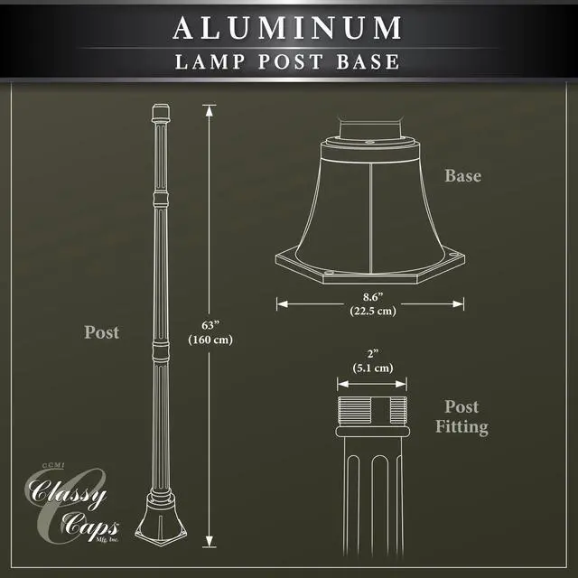 Alt view image 6 of 7 - Classy Caps Black Aluminum Lamp Post Base