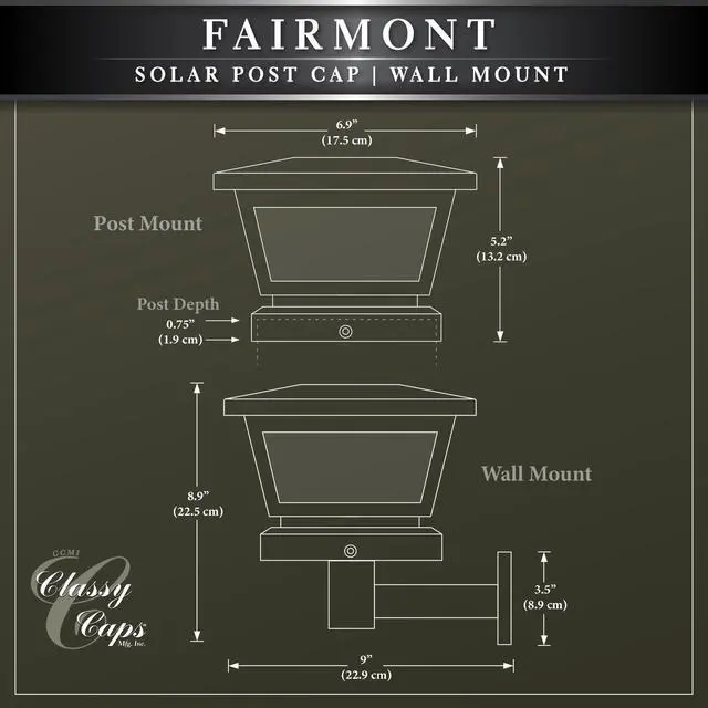 Alt view image 6 of 7 - Classy Caps 5X5/4X4/3.5X3.5 White Fairmont Solar Post Cap