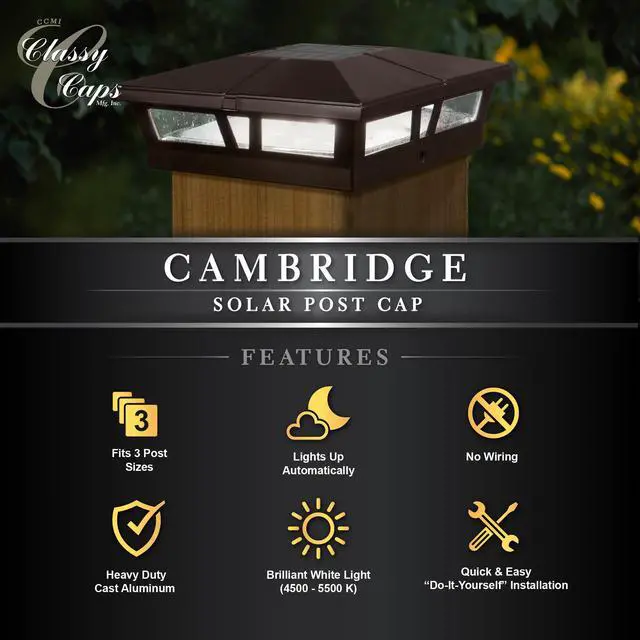 Alt view image 5 of 7 - Classy Caps 6X6 Brown Aluminum Cambridge Solar Post Cap