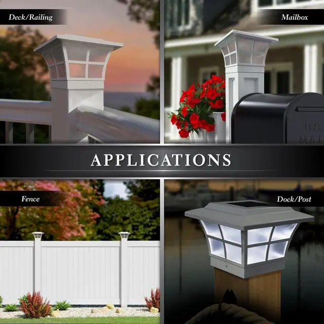 Alt view image 4 of 7 - Classy Caps 4X4 White PVC Prestige Solar Post Cap