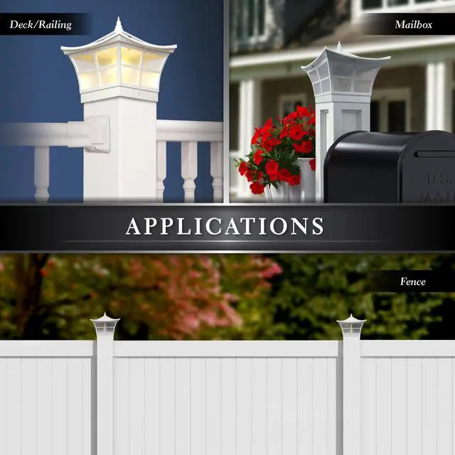 Alt view image 4 of 7 - Classy Caps 5X5 White PVC Ambience Solar Post Cap