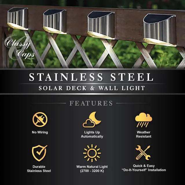 Alt view image 4 of 7 - Classy Caps Stainless Steel Deck & Wall Light