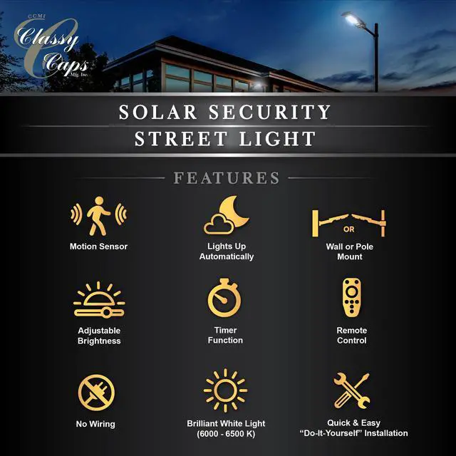 Alt view image 5 of 7 - Classy Caps Solar Security Street Light