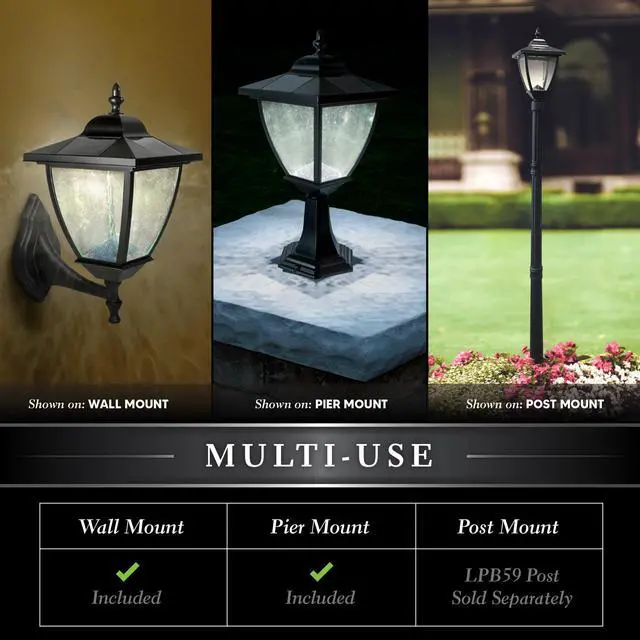 Alt view image 2 of 7 - Classy Caps Black Aluminum Elegante Solar Lamp