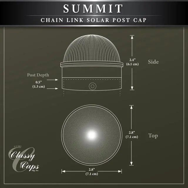 Alt view image 6 of 7 - Classy Caps Black Chainlink Summit Solar Post Cap
