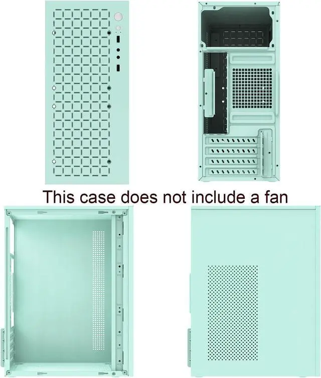 Alt view image 6 of 6 - Micro-ATX Tower with Air Flow,Micro-ATX & Itx PC Case, 2 x USB 2.0 and HD Audio (Green)
