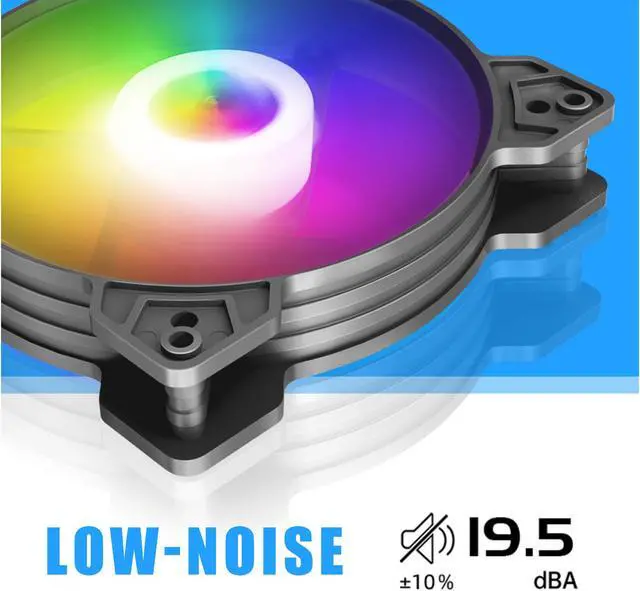 Alt view image 5 of 6 - 120mm case Fan, Pc Fans 5 Pack, rainbow Case Fans with Hydraulic Bearing - Low Noise Computer Fans Parts for PC Case