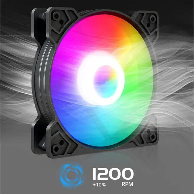 Alt view image 3 of 6 - 120mm case Fan, Pc Fans 5 Pack, rainbow Case Fans with Hydraulic Bearing - Low Noise Computer Fans Parts for PC Case