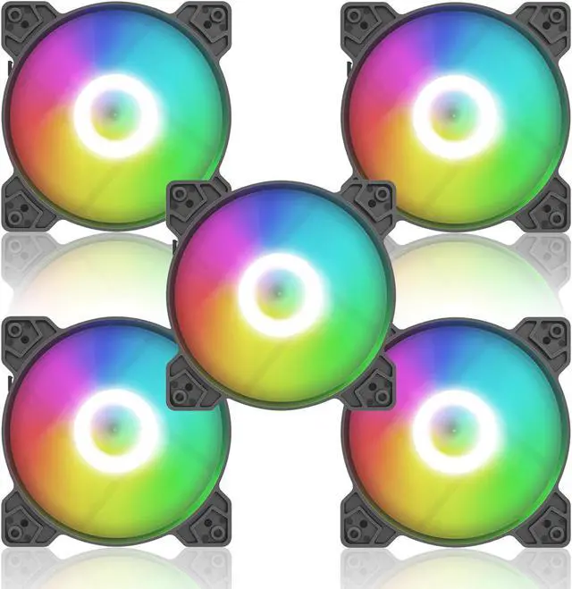 Main image of 120mm case Fan, Pc Fans 5 Pack, rainbow Case Fans with Hydraulic Bearing - Low Noise Computer Fans Parts for PC Case