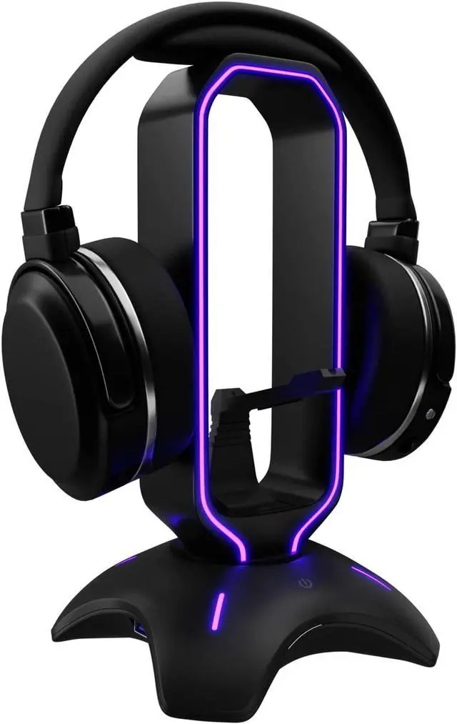 Main image of RGB Headset Stand and Gaming Headphone Stand for Desk Display with Mouse Bungee Cord Holder with USB 3.0 Hub for Xbox, PS4, PC - Perfect Gaming Accessories