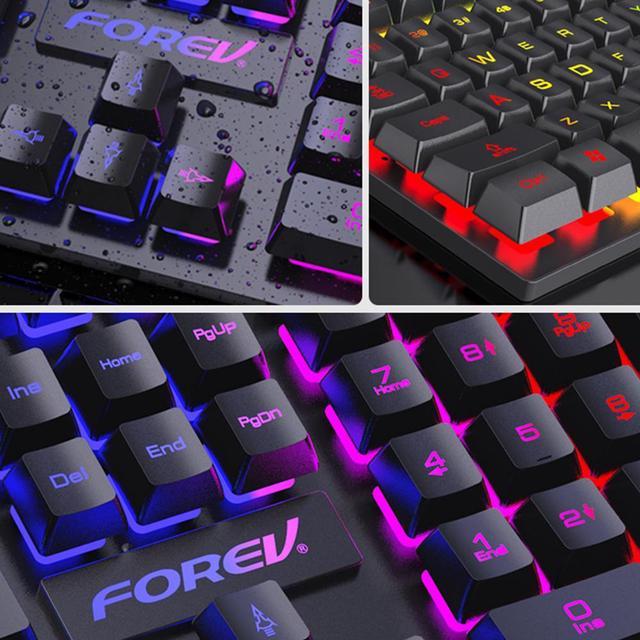 Gaming Keyboard and Mouse Combo with Headset, RGB Rainbow Backlit 104 Keys USB Wired Keyboard Mechanical Feeling, Gaming Headset with Microphone