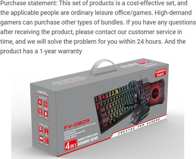 Alt view image 7 of 7 - Wired Gaming Keyboard and Mouse Headset Combo,Rainbow LED Backlit Wired Keyboard,Over Ear Headphone with Mic,Rainbow Backlit Gaming Mice,Mouse Pad,for PC,Laptop,Mac,PS4,Xbox(Black)