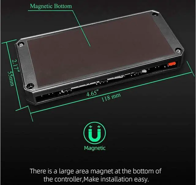Alt view image 5 of 7 - 5V 3 Pin ARGB HUB,Pwm Fan Temperature Controller Integrator, Remote Control Computer RGB Light Adapter , 8 * 4 Pin Fan Speed Controller Ports , 10 * 5v 3pin A-RGB Ports with Magnet (Black)