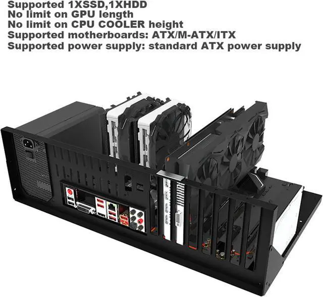 Alt view image 7 of 7 - ATX Open Chassis Case Rack, DIY Gaming Computer Case Chassis, Stand Chassis PC Case Mining Rig Frame Motherboard Bracket Support ITX/ATX