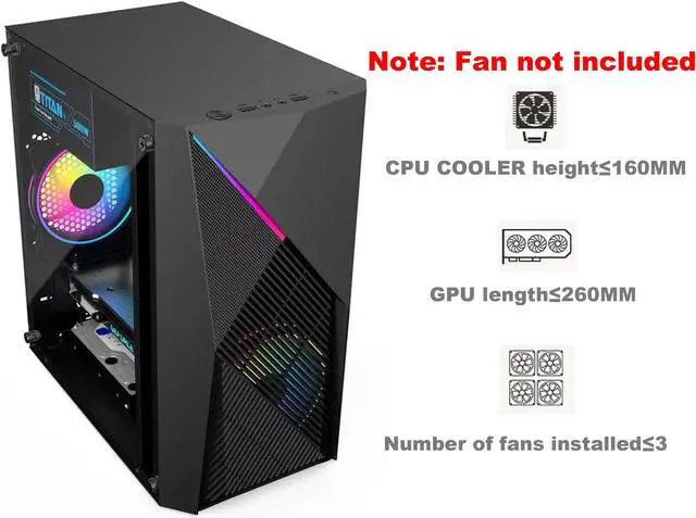 Micro ATX tower gaming PC Computer Case With RGB Light Strips, Full ...