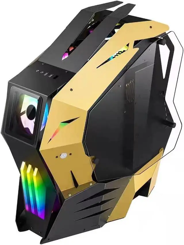Alt view image 5 of 7 - Gaming Case with Integrated RGB Lighting System, Support / ATX /Micro ATX /Mini ITX ,Tempered Glass,High Airflow,Max240mm Water Cooler Support