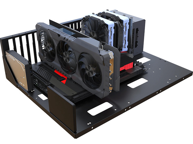 Châssis Ouvert Pour Test De Configuration PC - Compatible ATX, Micro-ATX, Mini-ITX - Noir Métal, Dimensions 440x265x128 Mm
