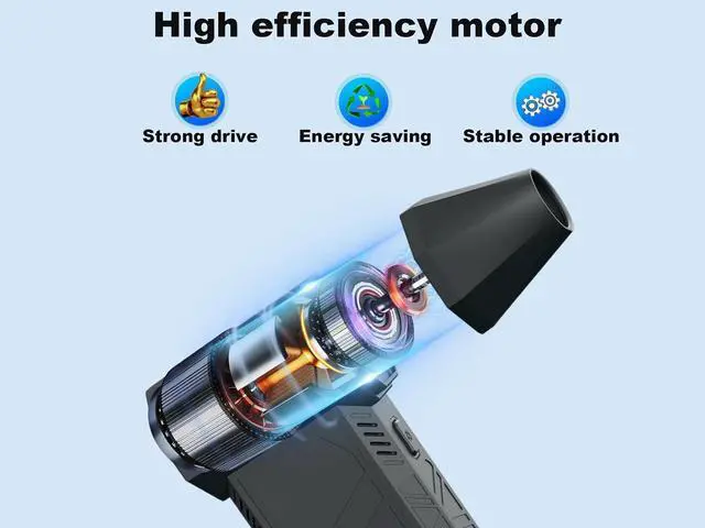 Alt view image 2 of 7 - Portable violent mini turbo jet fan - 3-speed adjustable 130000RPM jet fan - 3000mah rechargeable lithium battery, suitable for computer keyboards, outdoor, cars, homes, pets