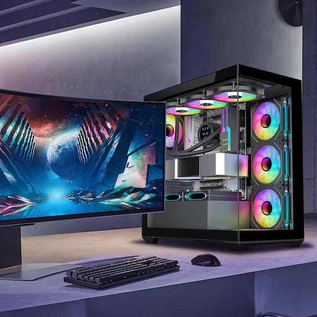 Alt view image 4 of 7 - RGB Fans:6 pack 120mm PWM ARGB Case Fan with Fan Hub and Remote,Speed Control,PWM Control Fan for Computer Case and Liquid Cooling System
