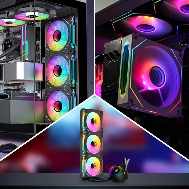 Alt view image 7 of 7 - RGB Fans:6 pack 120mm PWM ARGB Case Fan with Fan Hub and Remote,Speed Control,PWM Control Fan for Computer Case and Liquid Cooling System