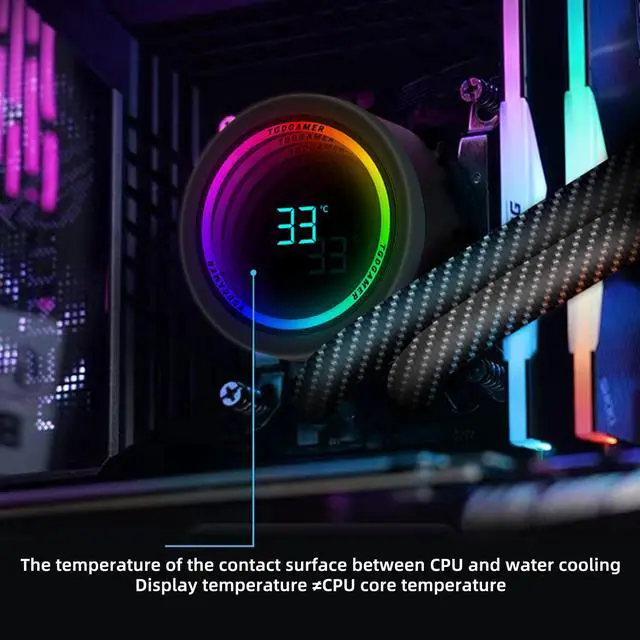 Alt view image 3 of 7 - 360mm CPU Liquid Cooler,Water Cooler with Temperature Display Screen,360mm Radiator ARGB & PWM Case Fans,LGA115X/1200/1700/1366/2011 / 2066,  AM5 / AM4 ,Black 3 Fan Slots (120 mm)