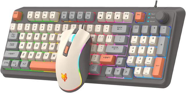 Main image of K820 USB Corded Gaming Keyboard and Mouse Kit Colorful Lighting 94 Keys Layout Keypad 3 Color Keycaps 94 Keys Gaming Keyboard K82 Game Keyboard and Mouse USB Corded