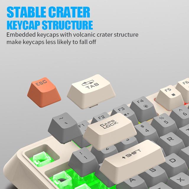 Alt view image 6 of 7 - K820 USB Corded Gaming Keyboard and Mouse Kit Colorful Lighting 94 Keys Layout Keypad 3 Color Keycaps 94 Keys Gaming Keyboard K82 Game Keyboard and Mouse USB Corded