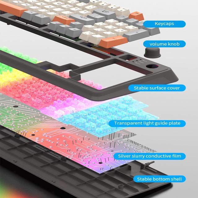 Alt view image 3 of 7 - K820 USB Corded Gaming Keyboard and Mouse Kit Colorful Lighting 94 Keys Layout Keypad 3 Color Keycaps 94 Keys Gaming Keyboard K82 Game Keyboard and Mouse USB Corded